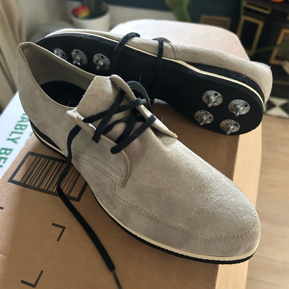 Hush Puppies Beige Suede Oxfords